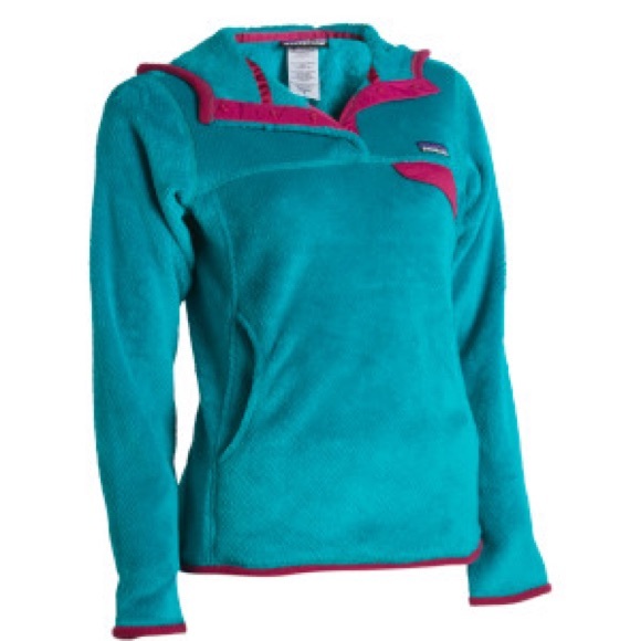 Patagonia Tops - Patagonia Re-tool Snap Fleece Hoodie Sweatshirt teal blue pink xs